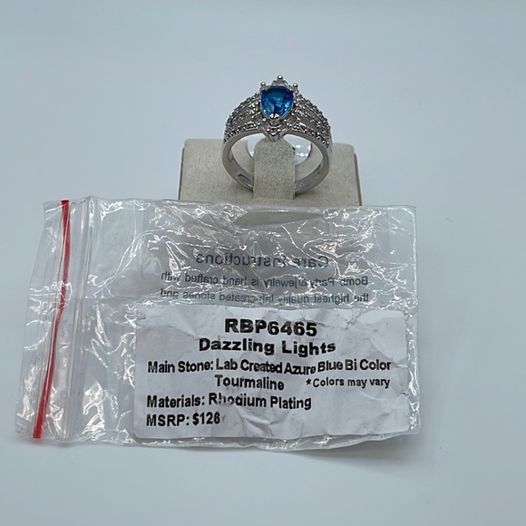 Bomb Party RBP6465 DAZZLING LIGHTS Azure Blue bicolor Tourmaline/Rhodium NWT&BAG - Picture 5 of 5